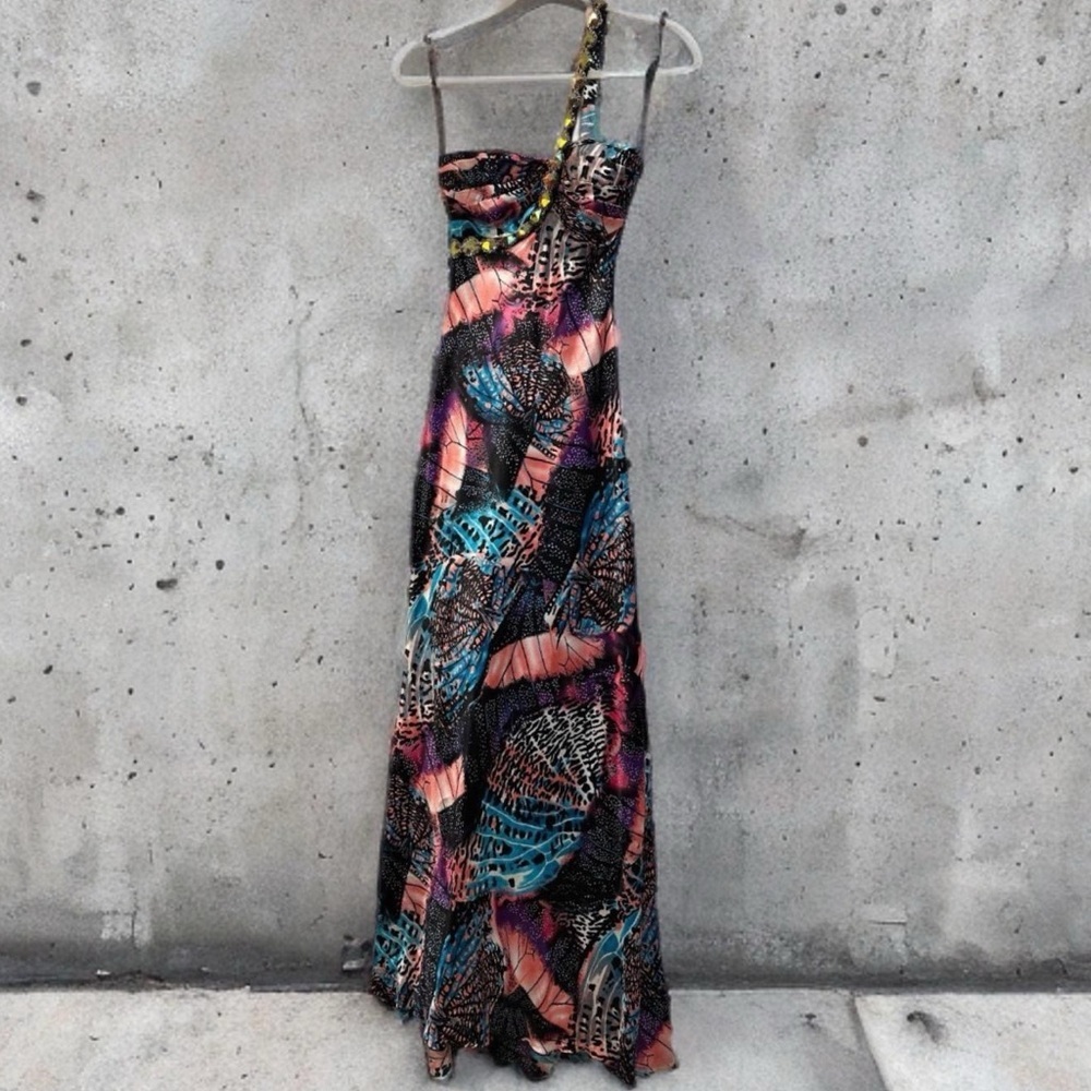 Josh & Jazz One Shoulder Jeweled Maxi Dress GORGEOUS Formal Gown Size 7/8 - Picture 13 of 16